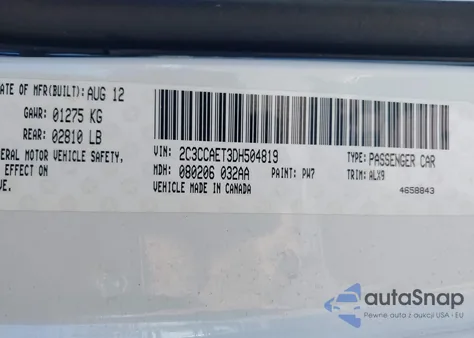 2013 Chrysler 300C from USA, damaged, VIN 2C3CCAET3DH504819